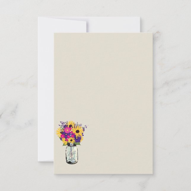 Mason Jar Daisies and Sunflowers | Escort Card (Front)