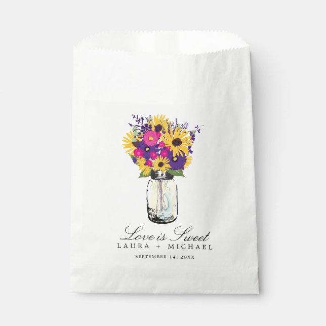 Mason Jar Daisies and Sunflowers | Favours Favour Bags (Front)