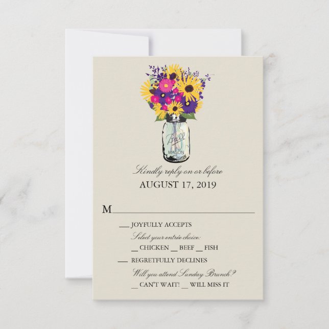 Mason Jar Daisies and Sunflowers | RSVP (Front)