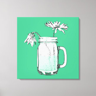 mason jar daisies canvas print