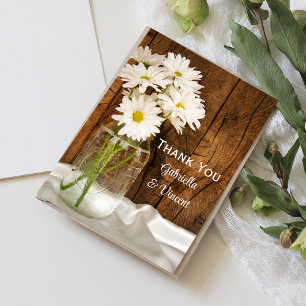 Mason Jar Daisies Country Barn Wedding Thank You Card