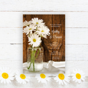 Mason Jar Daisies Country Engagement Barn Party Invitation