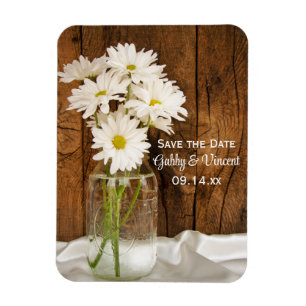 Mason Jar Daisies Country Wedding Save the Date Magnet