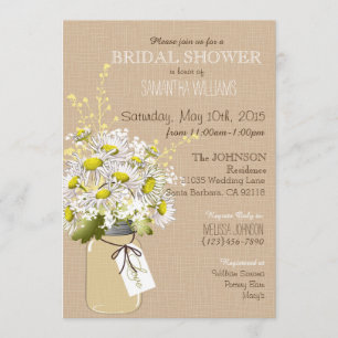 Mason Jar Daisies Rustic Bridal Shower Invitation