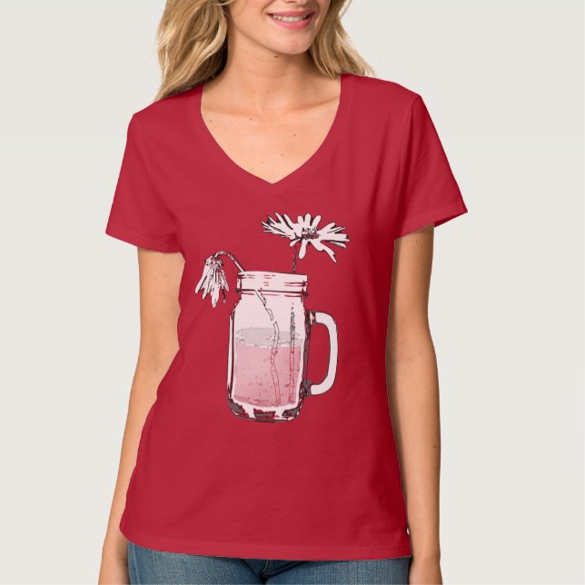 mason jar daisies T-Shirt (Front)
