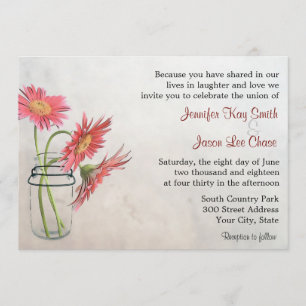 Mason Jar Daisies Wedding Invitations