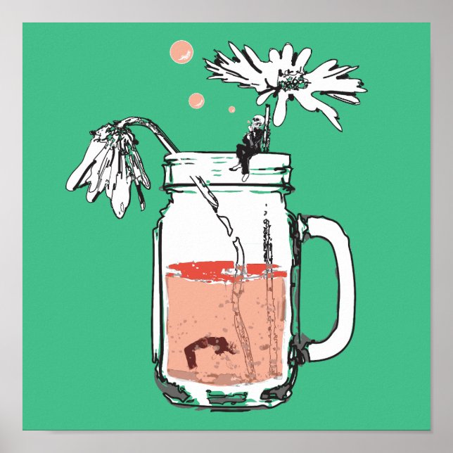 mason jar daisy drowns poster (Front)