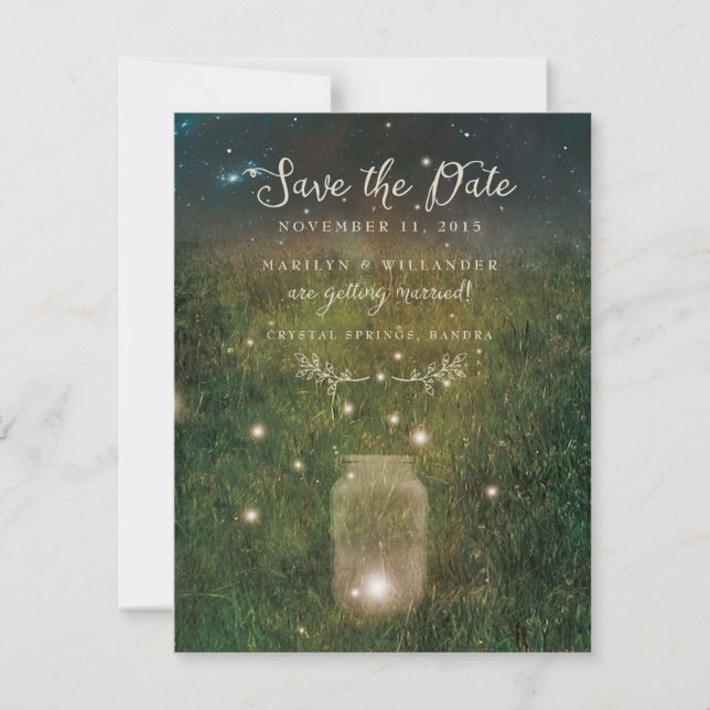 Mason Jar Enchanted Forest Wedding Save the Date (Front)