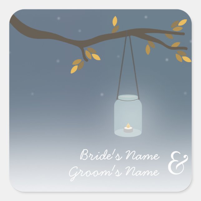 Mason Jar Evening Outdoor Fall Wedding Sticker (Front)