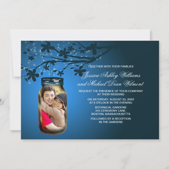 Mason Jar Evening Outdoor Wedding Invitation (Front)