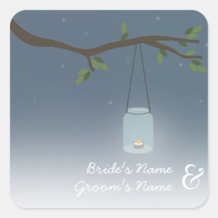 Mason Jar Evening Outdoor Wedding Sticker