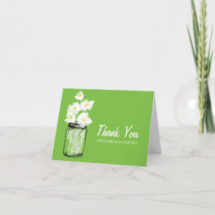 Mason Jar filled with White Daisies Thank You Card