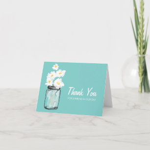 Mason Jar filled with White Daisies Thank You Card