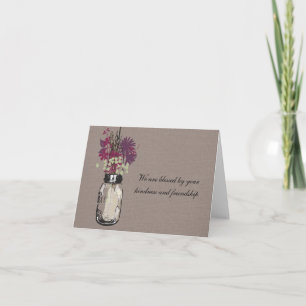 Mason Jar filled with Wilflowers Thank You Card