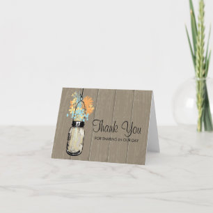 Mason Jar filled with Wilflowers Thank You Card