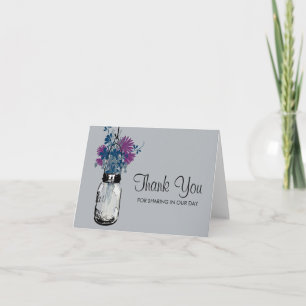 Mason Jar filled with Wilflowers Thank You Card