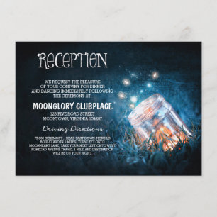 mason jar fireflies blue night wedding reception enclosure card