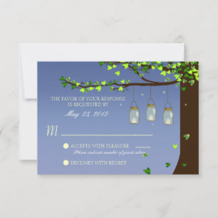 Mason Jar Fireflies Oak Tree RSVP Card