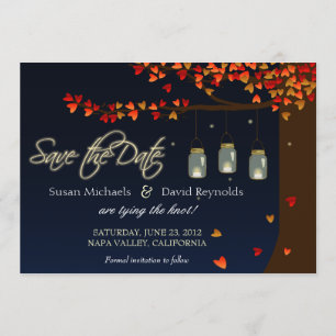 Mason Jar Fireflies Oak Tree Save the Date
