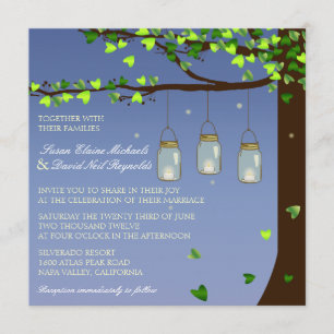 Mason Jar Fireflies Oak Tree Wedding Invite