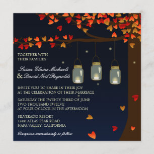 Mason Jar Fireflies Oak Tree Wedding Invite
