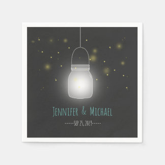Mason Jar Fireflies Rustic Modern Wedding Napkin