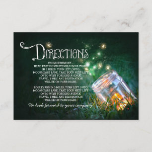 mason jar fireflies wedding directions card