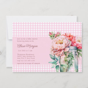 Mason Jar Floral   Rustic Baby Shower Invitation