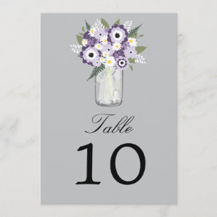 Mason Jar Floral Table Number