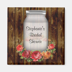 Mason Jar Flower Wreath Bridal Shower Magnet