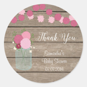Mason Jar Flowers Baby Shower Sticker