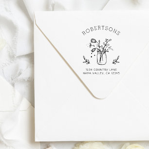 Mason Jar Flowers Create Your Own Return Address Self-inking Stamp