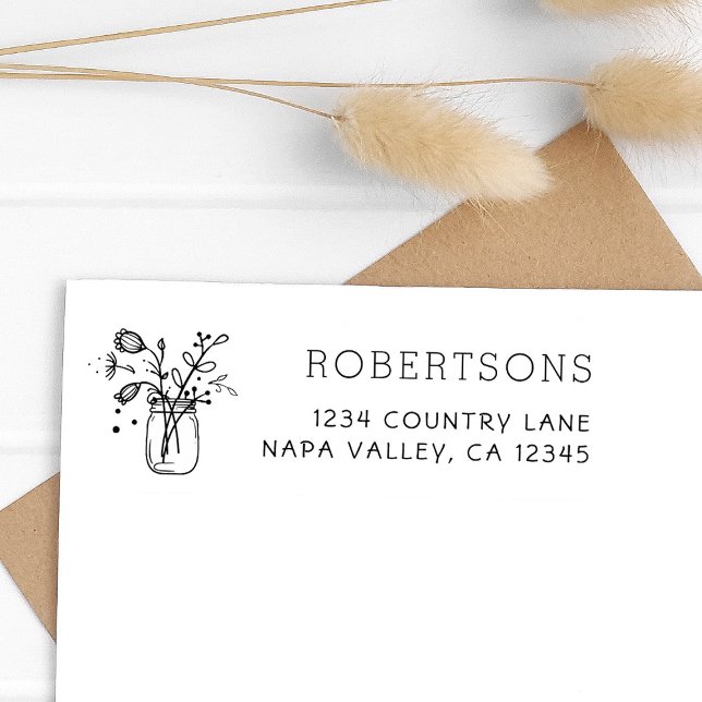 Mason Jar Flowers | Family Name Self-inking Stamp (Creator Uploaded)