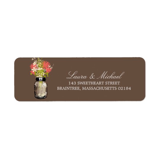 Mason Jar Flowers | Return Address Return Address Label