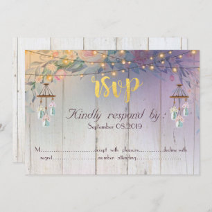 Mason Jar,Flowers,Wood RSVP Invitation