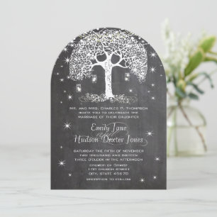 Mason Jar Forest Chalkboard Tree Invitation