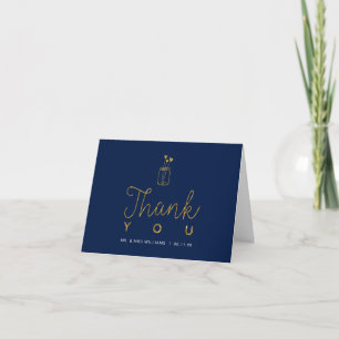 Mason Jar, Gold & Navy Couples Wedding Thank you