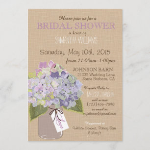 Mason Jar Hydrangea Rustic Bridal Shower Invitation