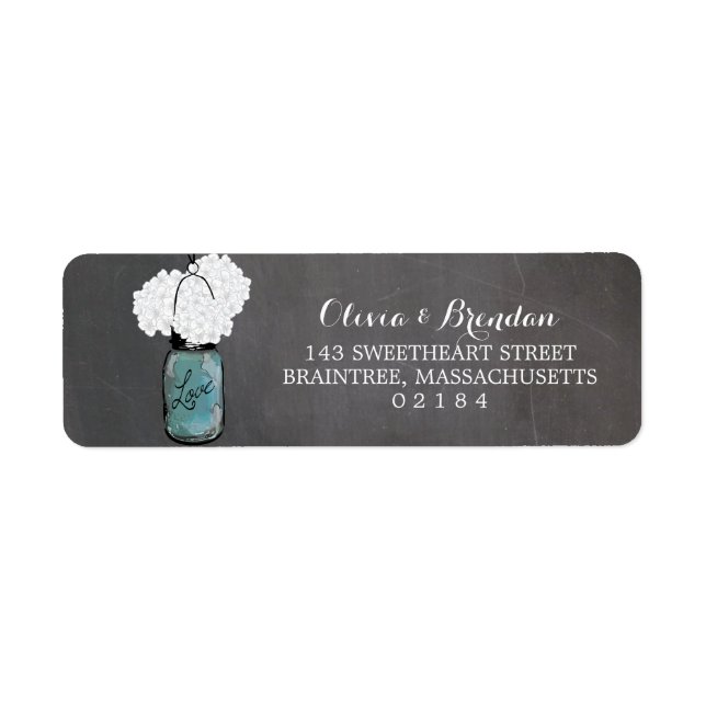 Mason Jar Hydrangeas Chalkboard Return Address (Front)