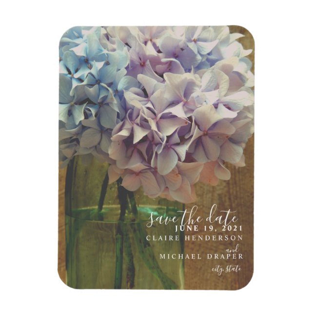 Mason Jar Hydrangeas Wedding Save The Date Magnet (Vertical)