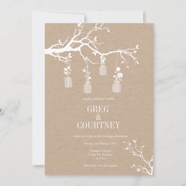 Mason Jar Invitation Kraft (Front)