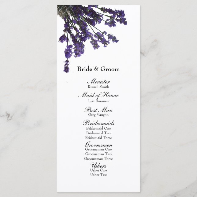 Mason Jar Lavender Wedding Program Programme (Front)