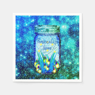 Mason jar lightning bug glowing firefly magnet napkin