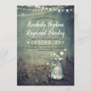 Mason Jar Lights Rustic Garden Evening Wedding Invitation