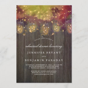 Mason Jar Lights Rustic Rehearsal Dinner Invitation