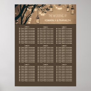 Mason Jar Lights Rustic Wedding Seating Chart