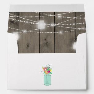 Mason Jar Lights Rustic Wood Wedding 5x7 Envelope