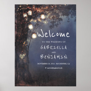 Mason Jar Lights Tree Wedding Welcome Sign