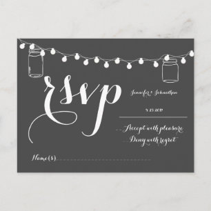 Mason jar lights wedding RSVP cards