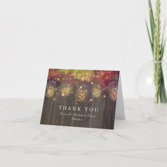 Mason Jar Lights Wedding Thank You (Front)
